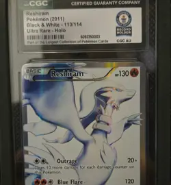 Reshiram Ultra Rare Full Art Holo Black & White 113/114 CGC Graded Pokemon 2011 - Image 1