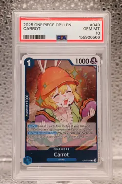 2025 One Piece OP 11 EN - Carrot #049 PSA 10 Gem Mint - Image 1