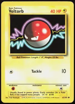 VOLTORB 67/102 COMMON BASE SET UNLIMITED POKEMON MP - Image 1