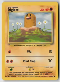 Diglett 47/102 Common Base Set Unlimited Moderately Played - Image 1