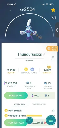 Pokemon Go Legendary Thundrus ( XXS) ( Normal ) - Image 1