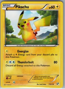 Pikachu 115/114 Secret Rare Holo Black and White - Pokemon Card - NM - Image 1