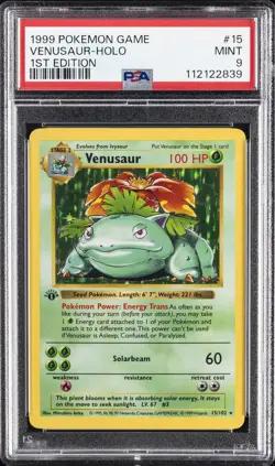 1999 POKEMON GAME 1ST EDITION #15 VENUSAUR-HOLO PSA 9 - Image 1