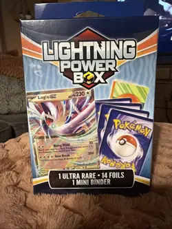 New Sealed Pokemon Lightning Power Box 1 Ultra Rare 14 Foils 1 Mini Binder NIP - Image 1