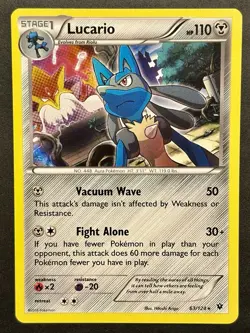 Lucario 63/124 Fates Collide Rare Holo Pokemon Card NEAR MINT - Image 1
