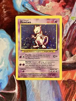 Pokemon Mewtwo TCG Base Set Holo Unlimited Rare Card 10/102 LP Condition - Image 1