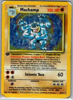 Machamp 1st Edition - 8/102 Holo Base Set - Pokemon Card - MP - Image 1
