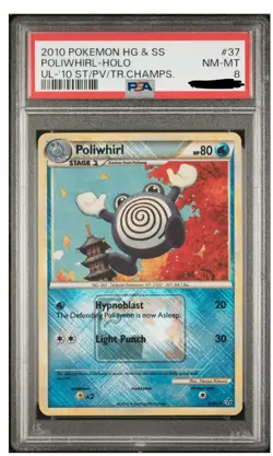 Low POP ~RARE~Pokemon Poliwhirl - Rev Foil Unleashed 2010 HG #37 Holo PSA 8 - Image 1