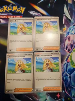 4x Lillie's Determination 192/217 ASC Or 119/132 MEG English Pokemon TCG Playset - Image 1