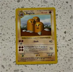 Pokemon Dugtrio 70 HP Rare Base Set Shadowless Unlimited 19/102 SHADOWLESS LP+ - Image 1