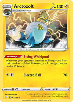 Arctozolt 066/189 Holo Rare Darkness Ablaze Pokemon Reverse Holo NM/M - Image 4