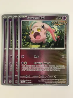 Pokemon TCG Paradox Rift 4x Playset Reverse Holographic Scream Tail 086/182 NM - Image 1