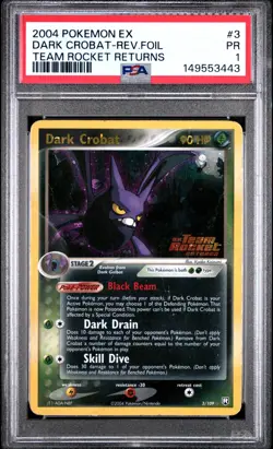 PSA 1 PR 2004 Pokemon EX Team Rocket Returns Dark Crobat Reverse Holo Foil 3/109 - Image 1