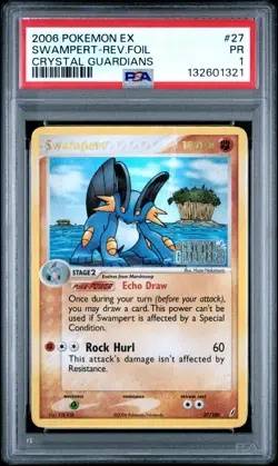 PSA 1 2006 Pokemon Crystal Guardians Swampert Reverse Holo Foil 27/100 STAMPED - Image 1
