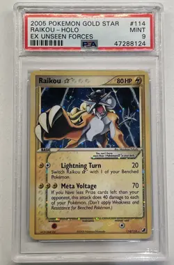 PSA 9 Raikou Gold Star 114/115 Pokemon Unseen Forces Mint US Seller - Image 1