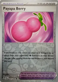 141/142 PAYAPA BERRY REVERSE HOLO STELLAR CROWN POKEMON CARD - Image 1