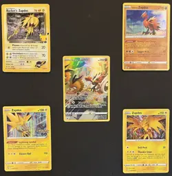 Pokemon Zapdos Card Lot 5 Cards Holo Promo Rocket’s Galarian No Duplicates - Image 1