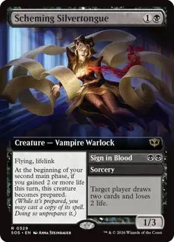 Scheming Silvertongue Extended Art Secrets of Strixhaven NM MTG - Image 1