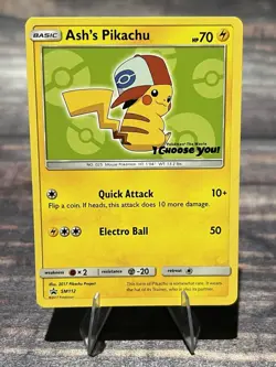 Ash's Pikachu SM112 Sun & Moon Black Star Promo Pokemon Promo Card - Image 1
