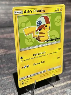 Ash's Pikachu SM112 Sun & Moon Black Star Promo Pokemon Promo Card - Image 2