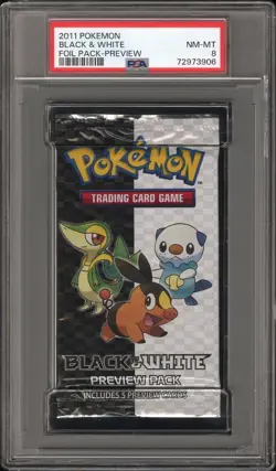 PSA 8 NM-MT Pokemon TCG - Black & White Preview Foil Booster Pack 2011 Sealed - Image 1