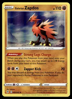 Galarian Zapdos 082/203 Holo Rare Evolving Skies Pokemon Holo LP - Image 1