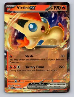 VICTINI EX 033/197 DOUBLE RARE OBSIDIAN FLAMES POKEMON NM - Image 1
