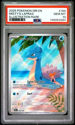 2025 POKEMON DRI EN-DESTINED RIVALS ILLUSTRATION RARE #194 MISTY'S LAPRAS PSA 10 - Image 1
