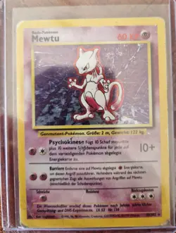 Pokemon Mewtu 10/102 Base Set Deutsch Holo Vintage Stark gespielt - Image 1