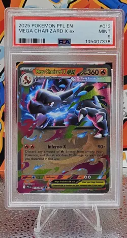 Pokemon 2025 Mega Charizard X ex 013/094 Phantasmal Flames PSA 9 - Image 1