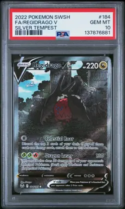 Pokemon Sword & Shield Silver Tempest #184 Regidrago V Full Art PSA 10 GM (2022) - Image 1