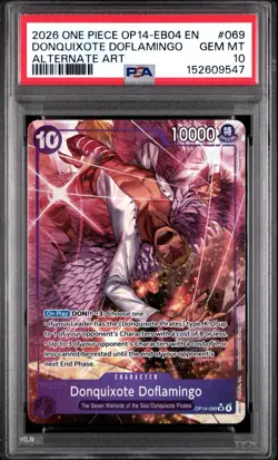 ONE PIECE OP14-069 THE AZURE SEA'S SEVEN ALT ART DONQUIXOTE DOFLAMINGO PSA 10 - Image 1