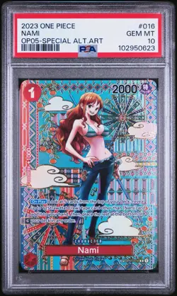 2023 One Piece OP05 EN Special Alternate Art #016 Nami PSA 10 GEM MINT - Image 1