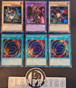 Yugioh | Red-Eyes Dark Dragoon, Dark Magician, Red-Eyes Black Dragon & 3x Poly - Image 1