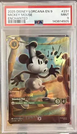 FABLED PSA 9 MICKEY MOUSE STEAMBOAT PILOT 2025 DISNEY LORCANA 231 ENCHANTED - Image 1