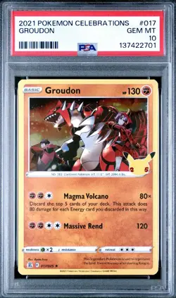 PSA 10 - Pokemon TCG 25th anniversary celebrations Groudon 017/025 Low Pop - Image 1