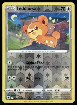 Teddiursa 122/189 Common Astral Radiance Pokemon Reverse Holo NM - Image 1