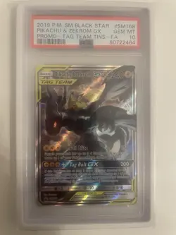 2019 Pokemon Pikachu & Zekrom GX Sun & Moon Black Star Promo PSA GEM MT 10 - Image 1