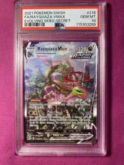 Pokemon 2021 Rayquaza VMAX 218/203 Alt Art Evolving Skies GEM MINT PSA 10 - Image 1