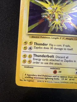 Pokemon TCG Zapdos Base Set 16/102 Holo 1999 Holo Rare LP - Image 4