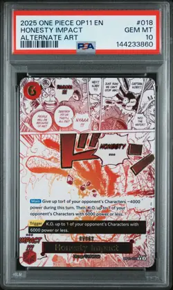 2025 One Piece OP11 EN Honesty Impact Alternate Art #018 PSA 10 GEM MINT - Image 1