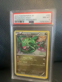 Pokemon 2013 Rayquaza Holo Card 93/113 Legendary Treasures PSA 8 - Image 1