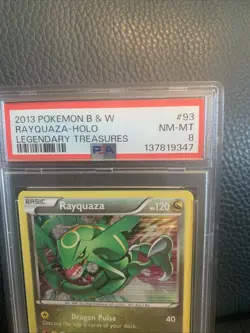 Pokemon 2013 Rayquaza Holo Card 93/113 Legendary Treasures PSA 8 - Image 2