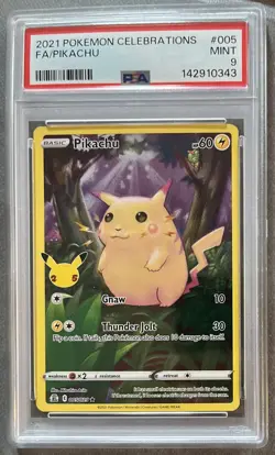 2021 PIKACHU PSA 9 POKEMON CELEBRATIONS 005/025 FULL ART CARD - Image 1
