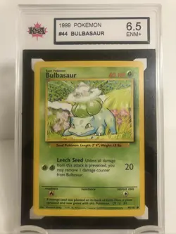 Bulbasaur Common Pokemon Card Base Set Unlimited English 44/102 KSA 6.5 E/NM+ - Image 1