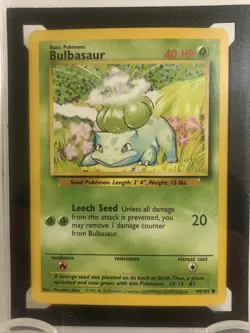 Bulbasaur Common Pokemon Card Base Set Unlimited English 44/102 KSA 6.5 E/NM+ - Image 3