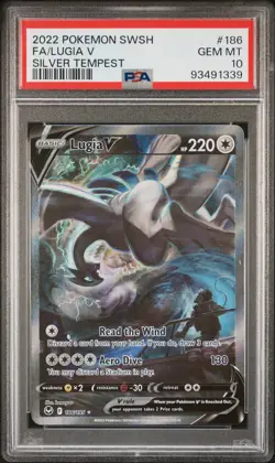 2022 POKEMON SWORD & SHIELD SILVER TEMPEST #186 FULL ART/LUGIA V PSA 10 - Image 1