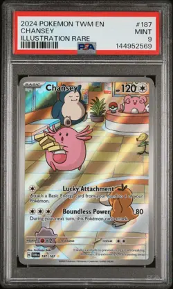2024 POKEMON TWM EN-TWILIGHT MASQUERADE ILLUSTRATION RARE #187 CHANSEY PSA 9 - Image 1