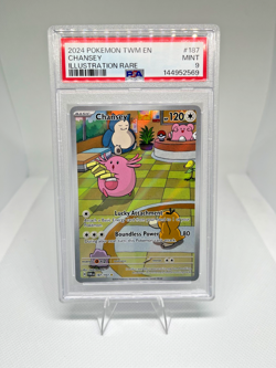 2024 POKEMON TWM EN-TWILIGHT MASQUERADE ILLUSTRATION RARE #187 CHANSEY PSA 9 - Image 3