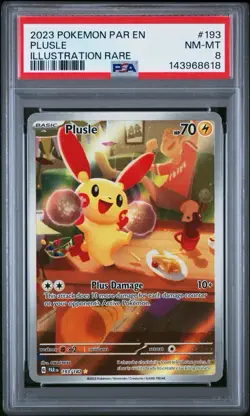 Pokemon Plusle 193/182 SV04 Paradox Rift Illustration Rare Holo PSA 8 2023 - Image 1